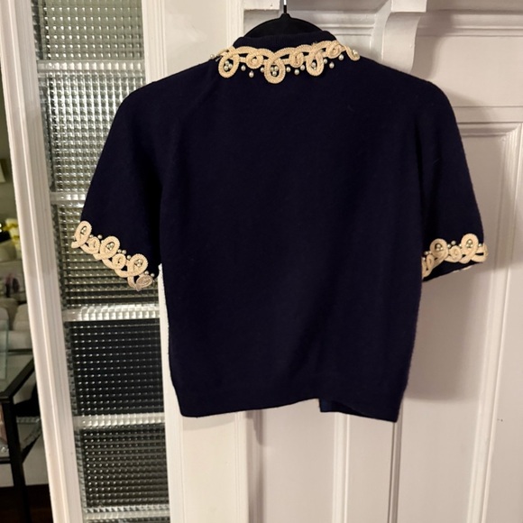 Hadley Vintage Women’s 100% Cashmere Handmade Navy Cardigan Sweater  Sz M - Picture 6 of 15